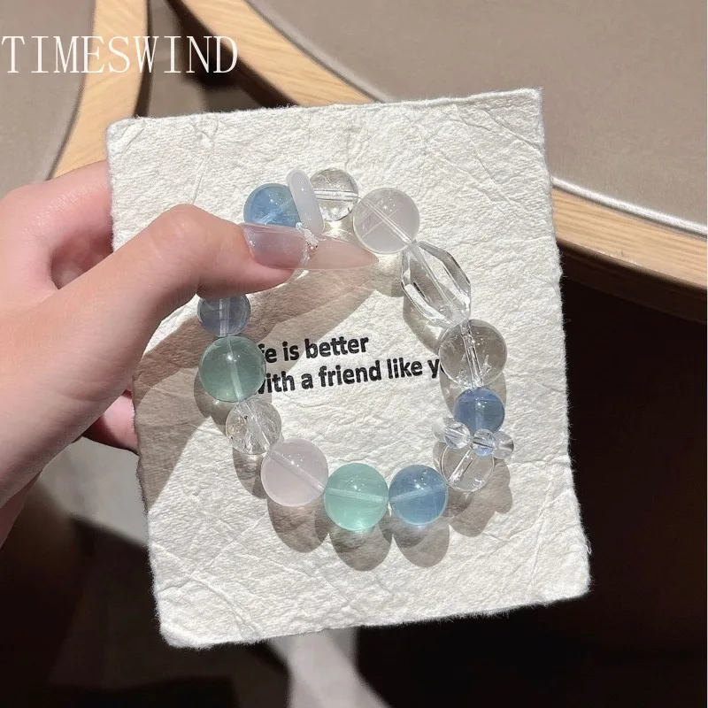 

TIMESWIND Аутентичные хрустальные светло-голубые белые круглые бусины неправильной формы, женский браслет, модные украшения с сертификатом