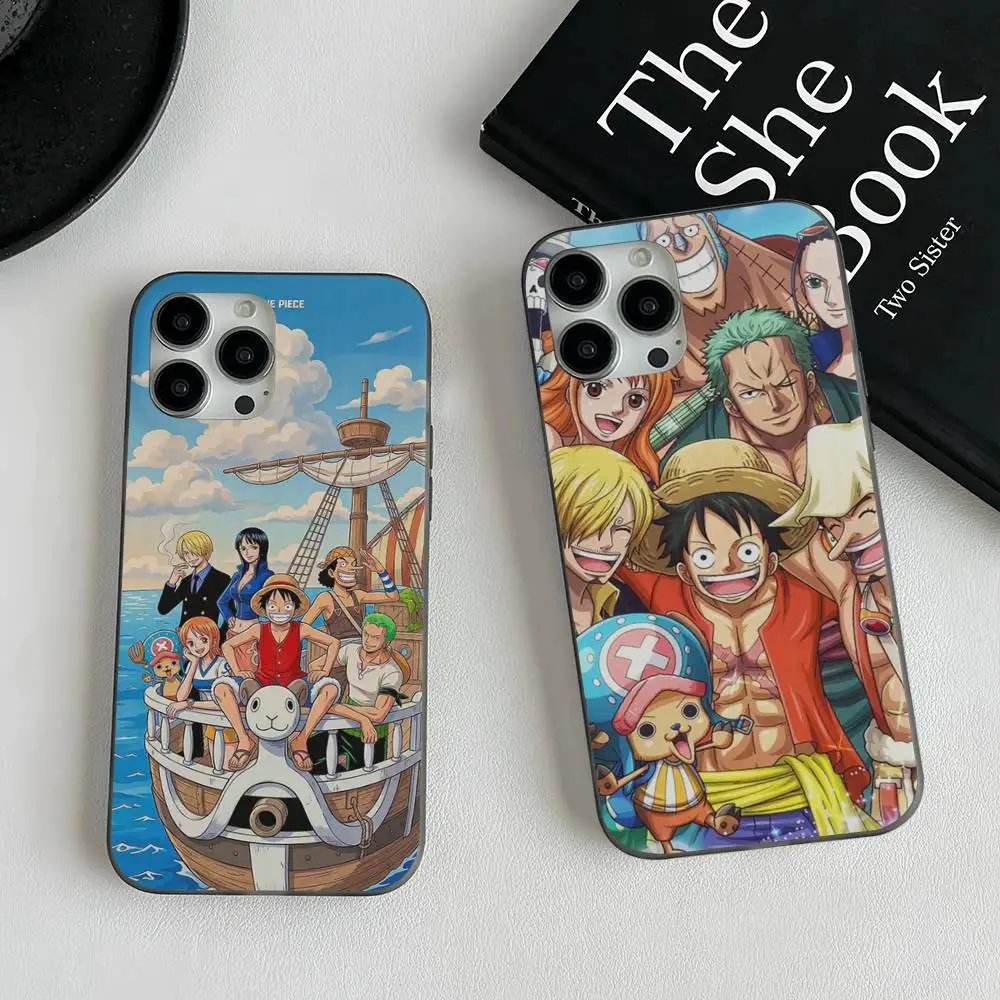 Shonen Anime O-One P-Piece For Phone 17 16 15 14 13 12 11 Pro Max Plus Pro Air Phone Case Corrugated Stripe Back Cover