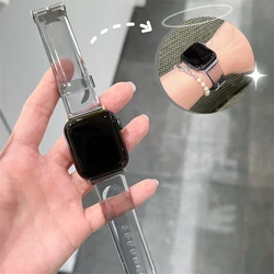 Cute Clear Band+Case Jelly Strap For Apple Watch 44mm 40 45 41 49 42 38 Korea Silicon Bracelet For Ultra Series 9 8 SE 7 6 5 4 3