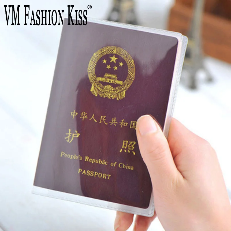 

VM FASHION KISS Transparent Passport Travel Waterproof Dirt Holder Cover Wallet PVC ID Card Holders Business Credit Case Pouch