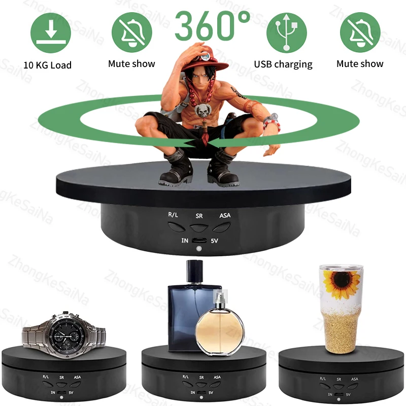 360 Degree Rotating Display Stand 10KG Photography Motorized Turntable 3 Speed Quiet Video Shooting Prop USB Remote Revolve Base