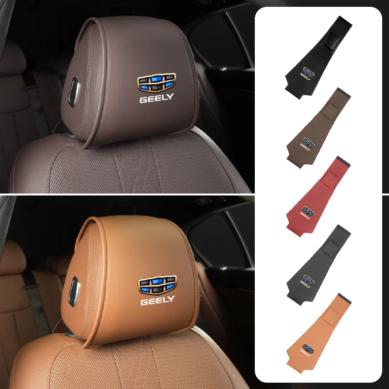 Чехол на подголовник с логотипом автомобиля, защита подушки для шеи, автомобильные аксессуары для Geely Emgrand X7 EC7 Atlas Boyue GC6, запчасти LC EC8 Atlas CK2 C