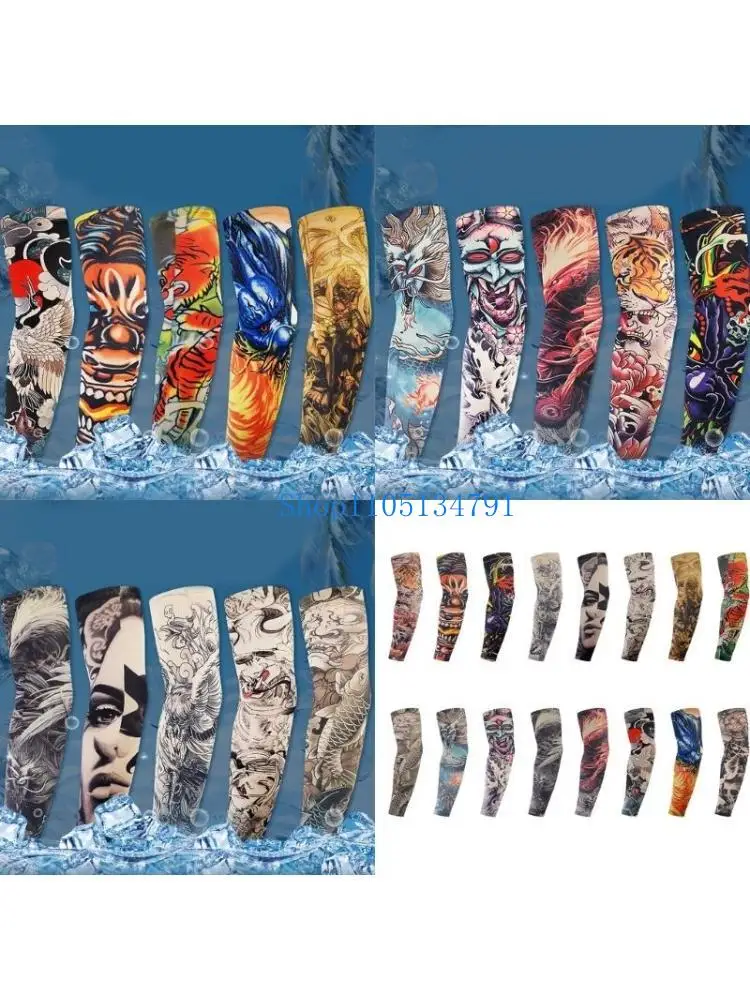 98km Fun Temporary Pattern Arm Stockings For Halloween Costume And Sports
