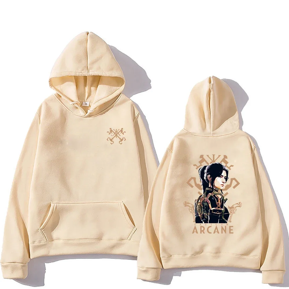 Arcane 2 Caitlyn Sudadera con capucha 2024 Anime sudaderas con capucha para mujer Harajuku estética invierno polar pulóver sudadera para