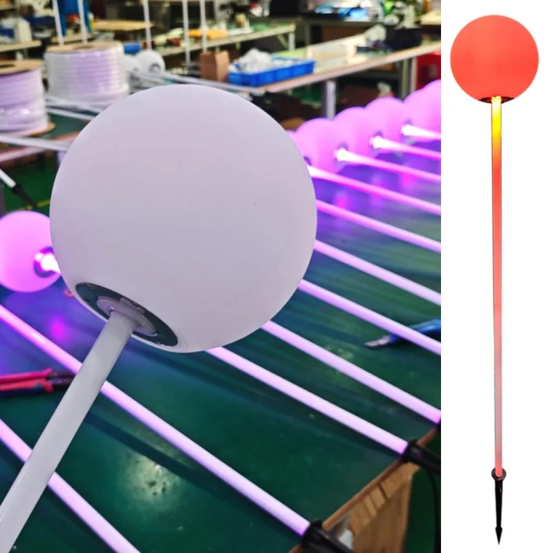 20Cm spherical lamp with tubular base RGB balloon spherical lamp garden terrace decoration
