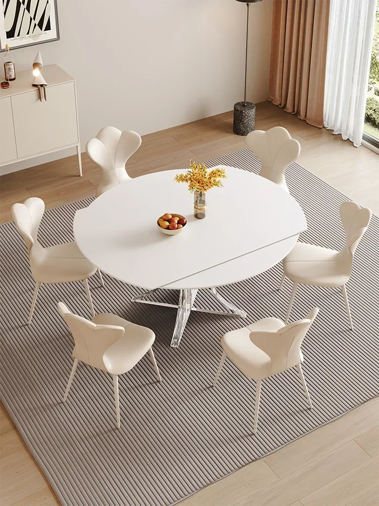 Acrylic Stone Plate Retractable Modern Minimalist Retractable Dining Table and Chair