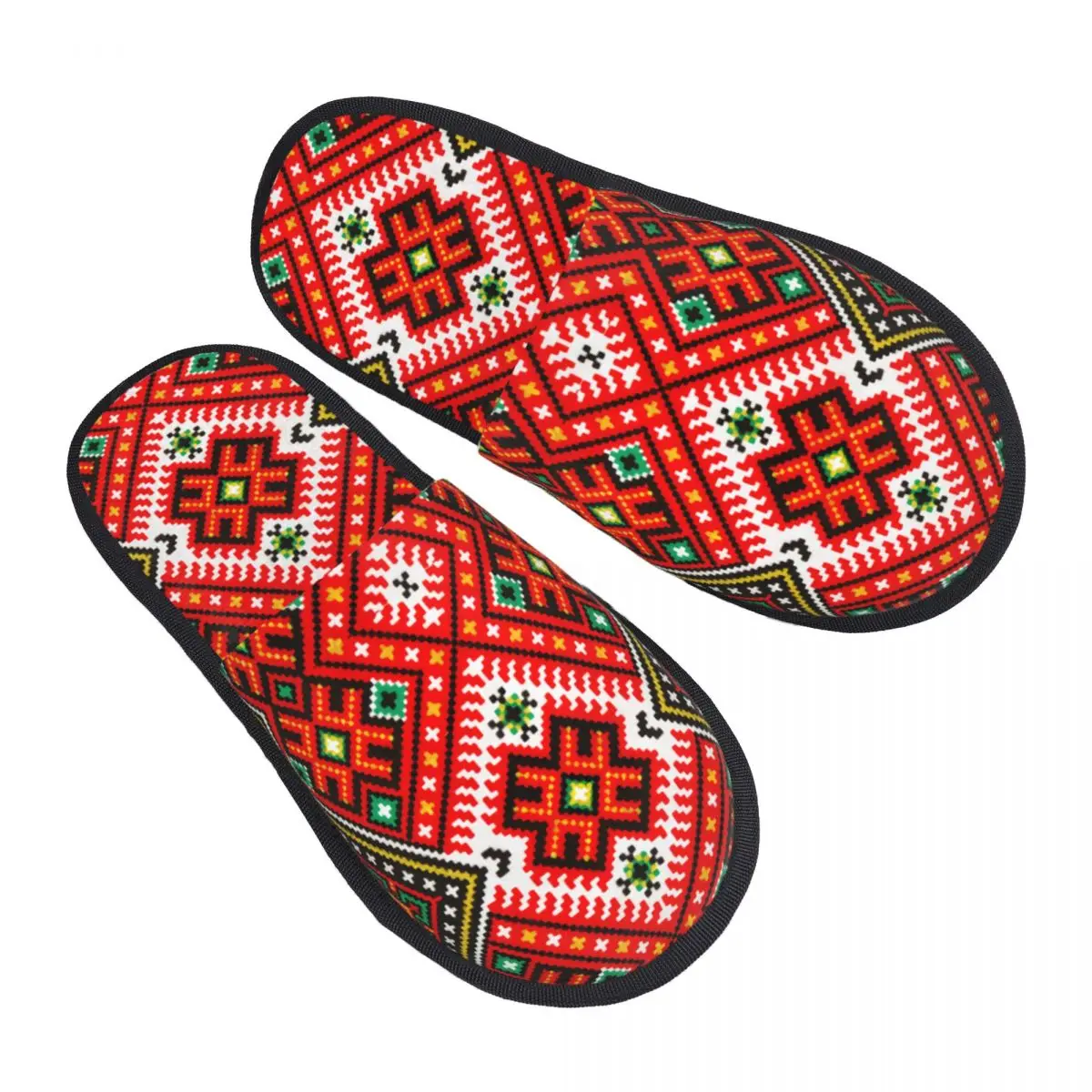 Custom Ukrainian Traditional Embroidery Memory Foam Slippers Women Soft Warm Vyshyvanka House Slippers