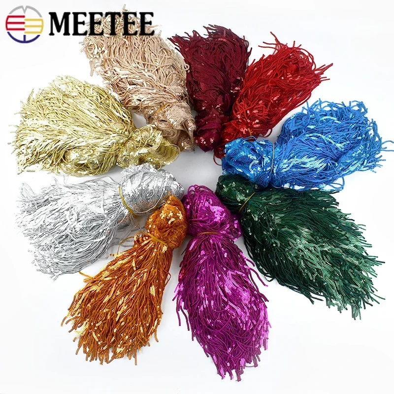 1/2/3/5Yards 20cm Sequins Tassel Fringe Trim Lace Ribbon for Sewing Latin Dance Dress Clothes Fabric DIY Craft Accessories