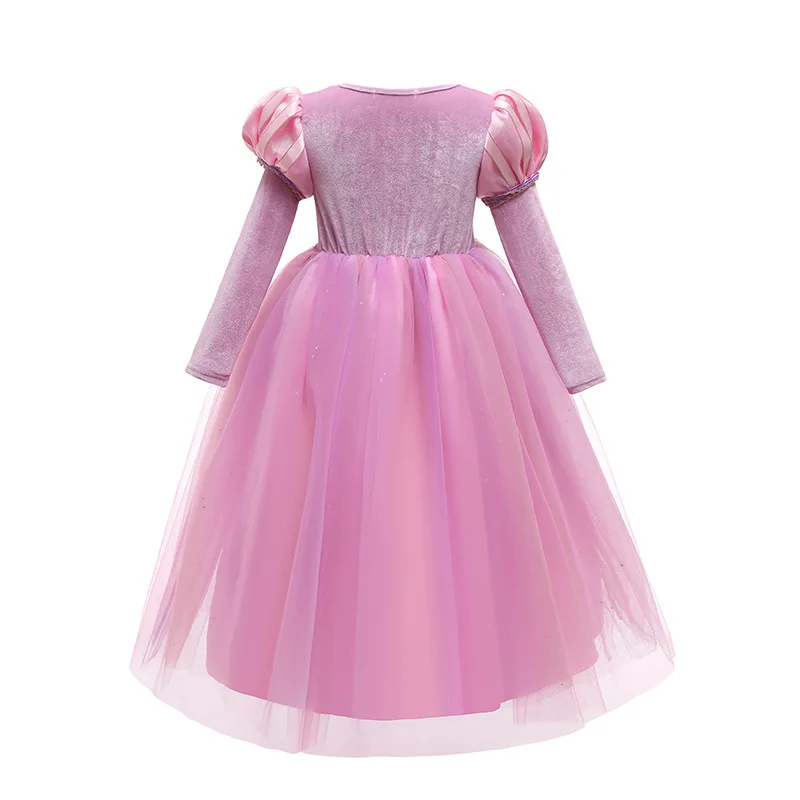 Fantasie Meisje Fluwelen Roze Prinsessenjurk Kinder Halloween Cartoon Rollenspel Kerst Make-up Bal Elegant Feestfeekostuum