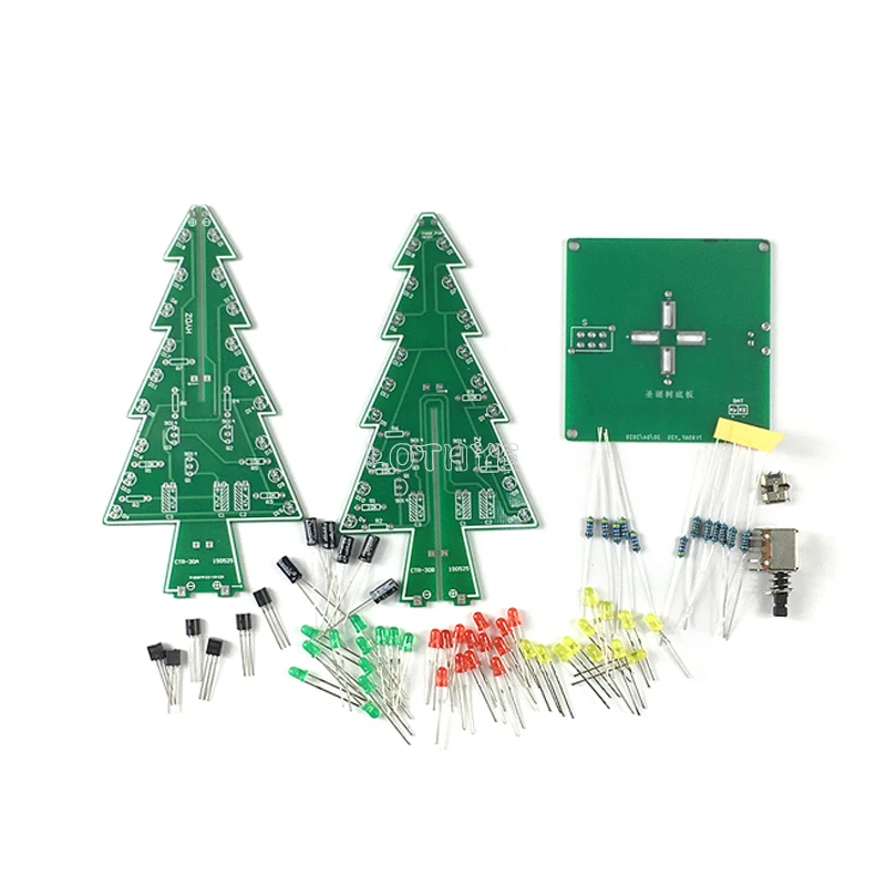 LED circuit board flash DIY Electronic kit 3D Colorful LED Running Light Flashing Tree Fun DIY welding Kit Making Loose Parts