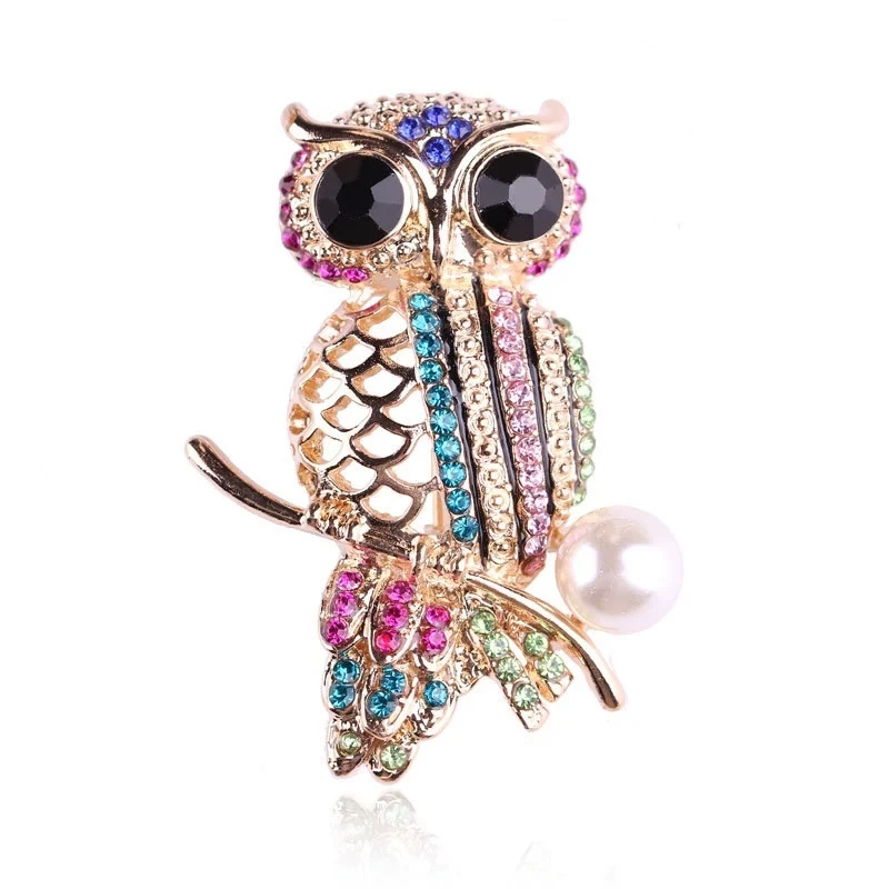 

Cartoon Crystal Pin Fashion Cute Cosmic Owl Shiny Lapel Brooch Badge Collection Jewelry