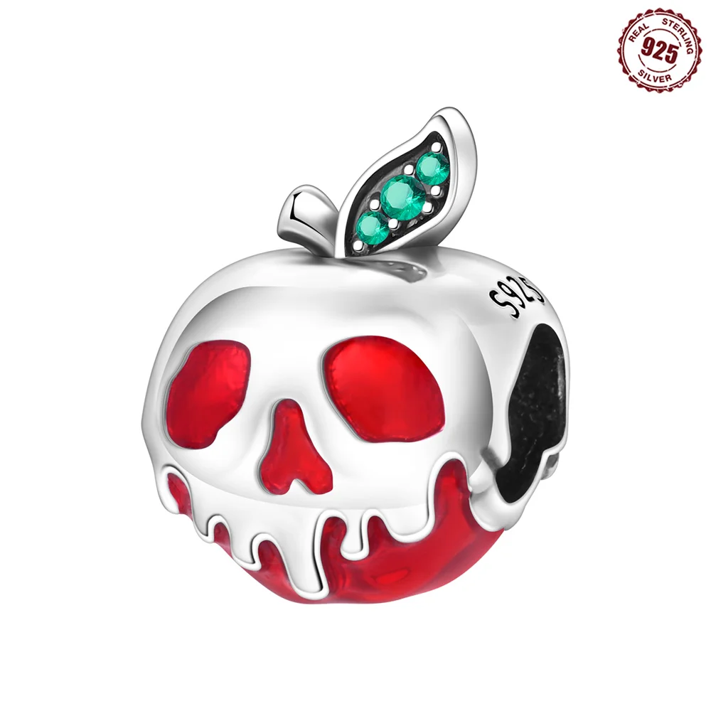 

Серьги из стерлингового серебра 925, красные резиновые бусины с черепом и яблоком, гипоаллергенные серьги, стильные вечерние женские серьги, подарок на День святого Валентина, матери