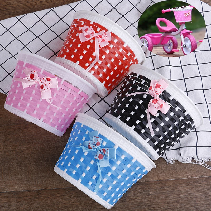 Bicycle Basket Front Bag Bike Bowknot Front Basket For Children Girl Cycling Accessories