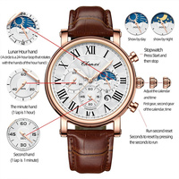 CHENXI 973 Multi-function Business Moon Phase Date Waterproof Rome Analog Imported Men Wristwatch Dial Quartz Leather Watches