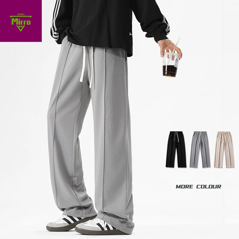 

【Mirrordust】New Men's Wide Leg Casual Pants Y2K fashion Streetwear Cotton Outdoor Soft Neutral Long Baggy Trousers