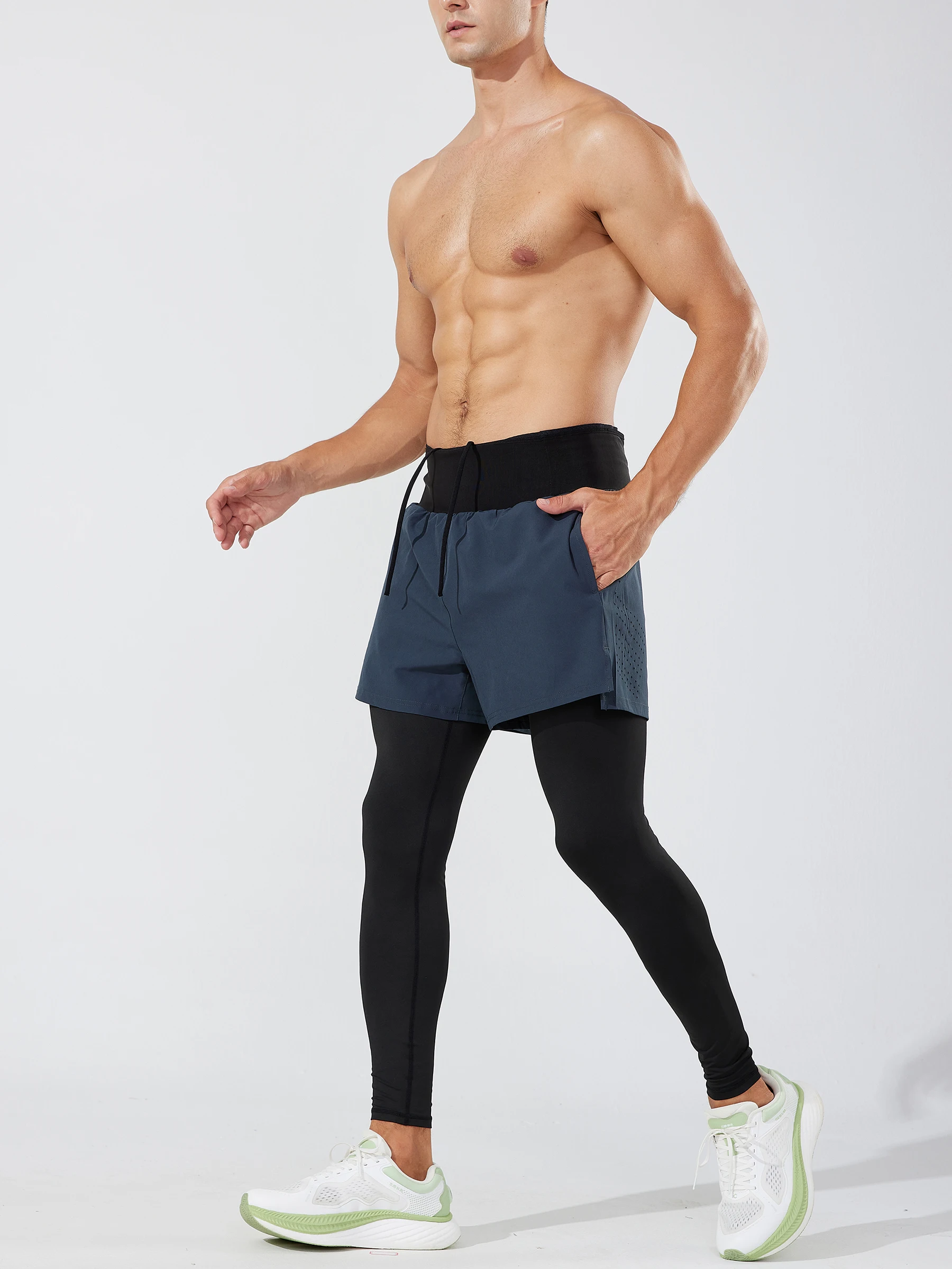 1pc Men's Outdoor Sport Long Pants, Moisture-Wicking Shorts With Double-Layer For Fitness Jogging Running Cycling