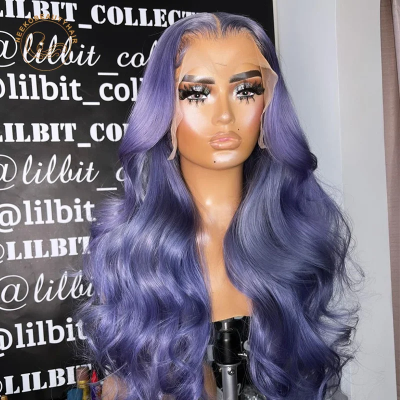 Transparent Lace Frontal Wigs Lavender Purple Wavy Hair 13X4 Lace Front Wig Red Blue Orange Colored Human Hair Wigs For Women