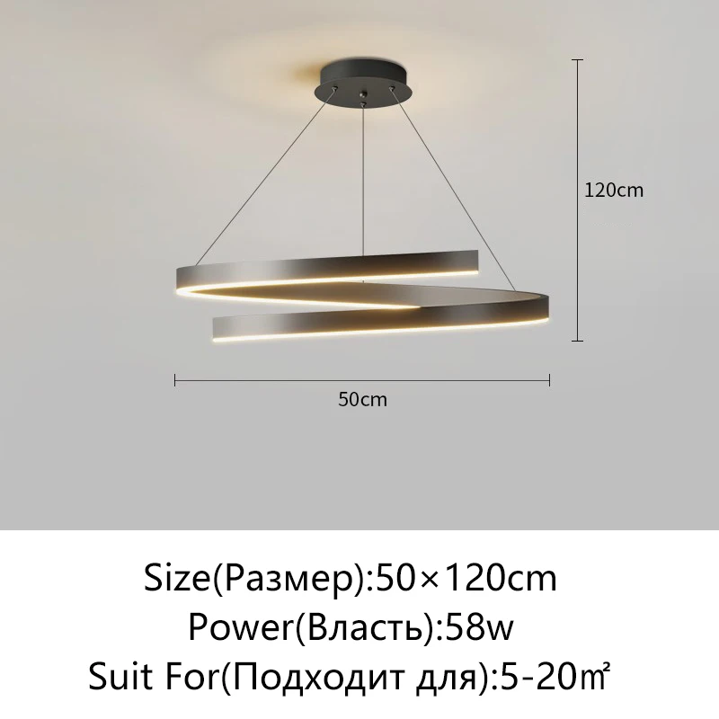 KAGU Spiralförmiger Kronleuchter in Schwarz/Weiß für Wohnzimmer, Esszimmer, Küche – runde Deckenbeleuchtungskörper, modern, für den Innenbereich, dimmbar, oberflächenmontiert 7
