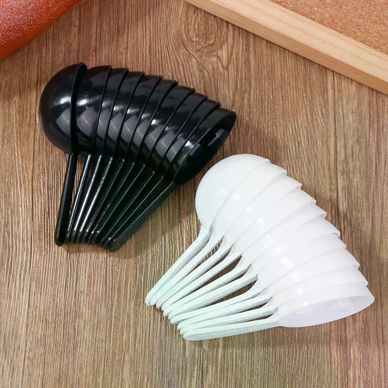 /TPz/Black White Measuring Teaspoon Scoop Plastic 7g 15ml Measuring Spoons Milk Powder Spoon Coffee Beans Container Scoops 10Pcs