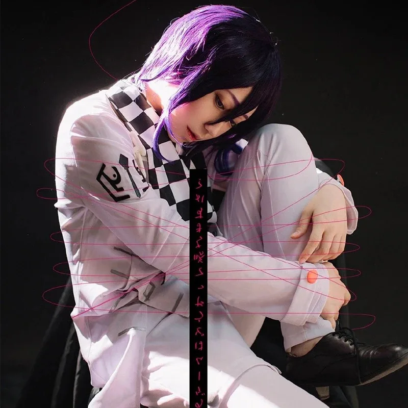 أزياء دانغانرونا V3 كوكيشي أوما التأثيرية زي الرئيس وشاح عباءة شعر مستعار بدلة حفلات الهالوين أزياء X;3,d'6.r;8'o