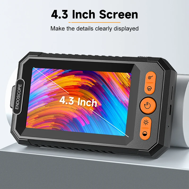 산업용 내시경 자동차 검사 내시경 배관 카메라 4.3인치 IPS 스크린 방수 HD1080P 8MM 프로브(8LED 포함)