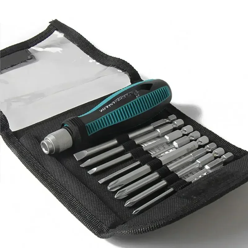 

9Pcs/set Precision Screwdriver Set 1/4"/6.35mm Slotted Bits With Magnetic Multitool Home Appliances Repair Hand Tools