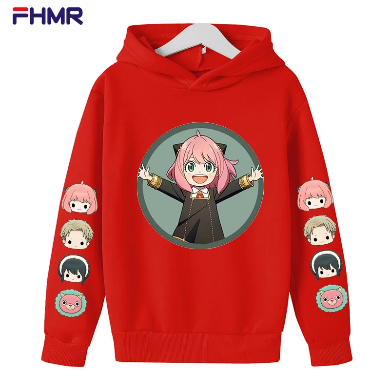 Anya Spy X Family-Sudadera con capucha para niñas, Tops de primavera y otoño, abrigo de ocio para niños pequeños, ropa de moda con estampado de Anime, 3-12 años