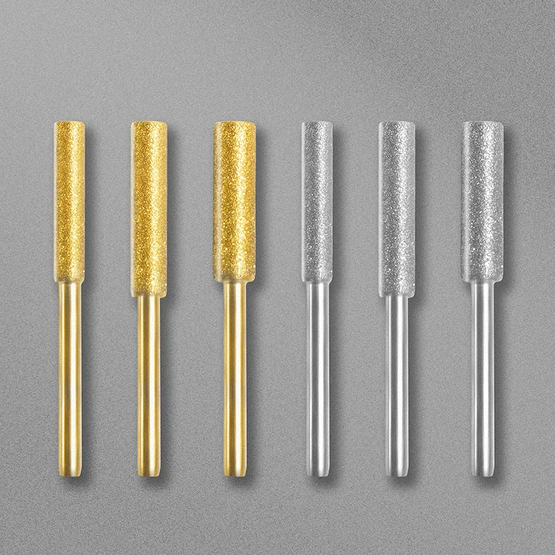 Afiador cilíndrico de motosserra, serra de corrente, escultura revestida, ferramentas de diamante, arquivo de moagem de rebarbas, 4/4.8/5.5mm, pedra 6/12 peças