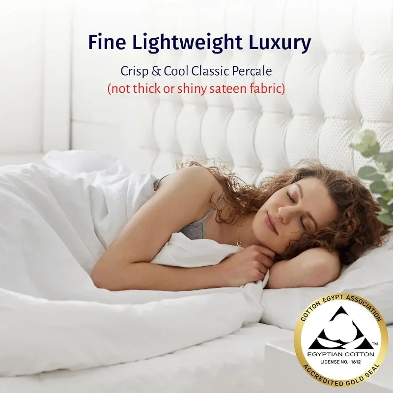 Set lenzuola queen size certificato 100% cotone egiziano - Set lenzuola matrimoniale in percal leggero e croccante Dee