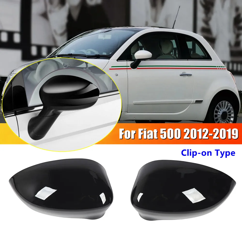 For Fiat 500 2007 2008 2009 2010 2011 2012-2021 Car Rearview Side Mirror Cover Wing Cap Exterior Door Housing Shell Trim Sticker