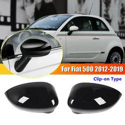 For Fiat 500 2007 2008 2009 2010 2011 2012-2021 Car Rearview Side Mirror Cover Wing Cap Exterior Door Housing Shell Trim Sticker