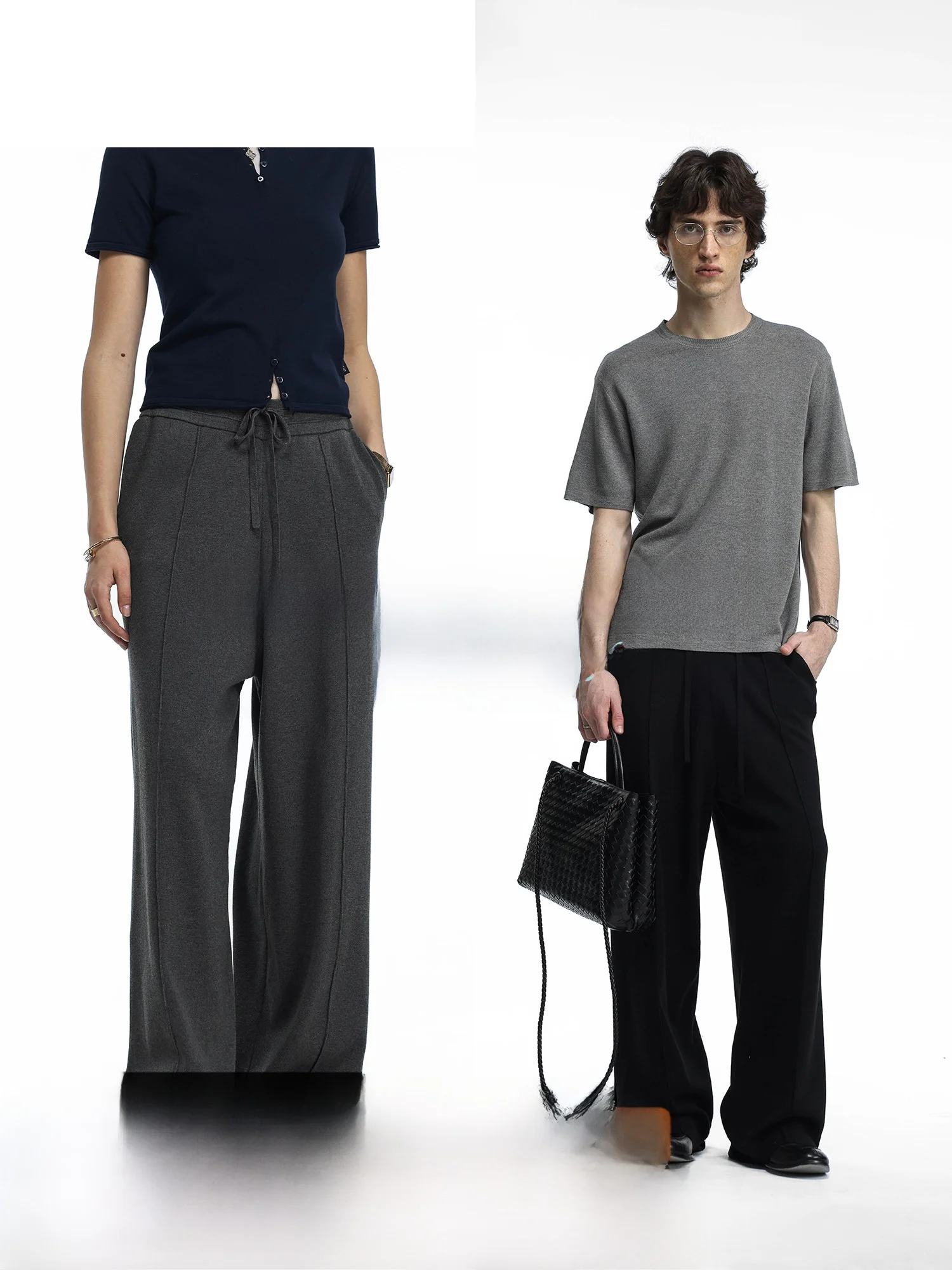 Adjustable Elastic Waist Casual Pants Straight Leg Knitted Drapey Loose Fit Young Men's Commute Style Lenzing Lyocell Fiber