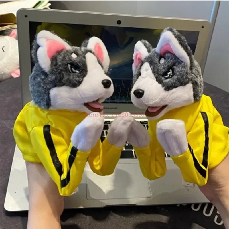 Plush Animal Boxing Dog Interactive Hand Puppet Toy Glove Performance Doll Vocal Finger Doll Husky birthday gift