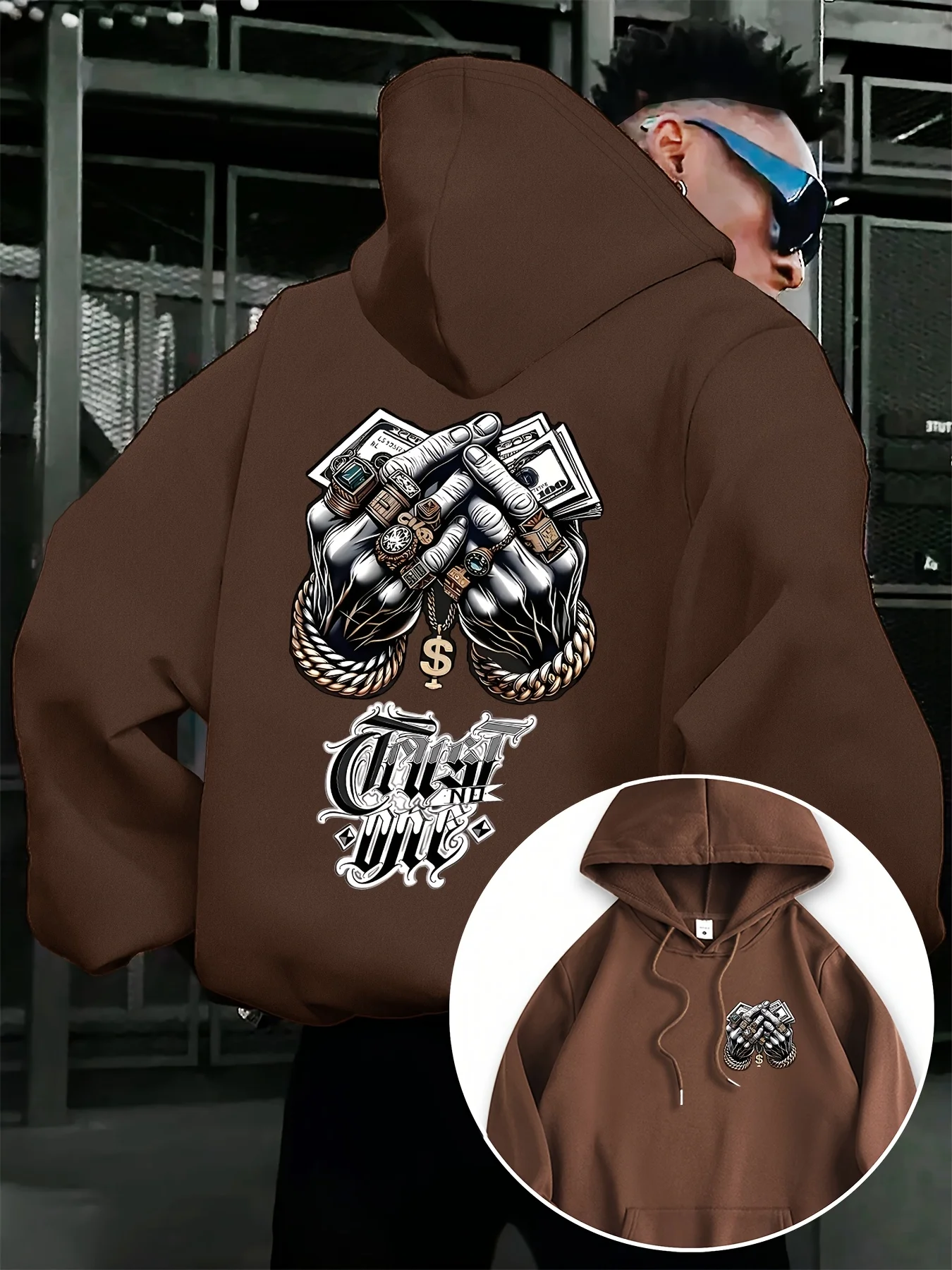 New Fashion Creative Print Men Hooded Sweatshirt Autumn Winter Daily Outdoor Sports Loose All Build Leisure Warm Street Style