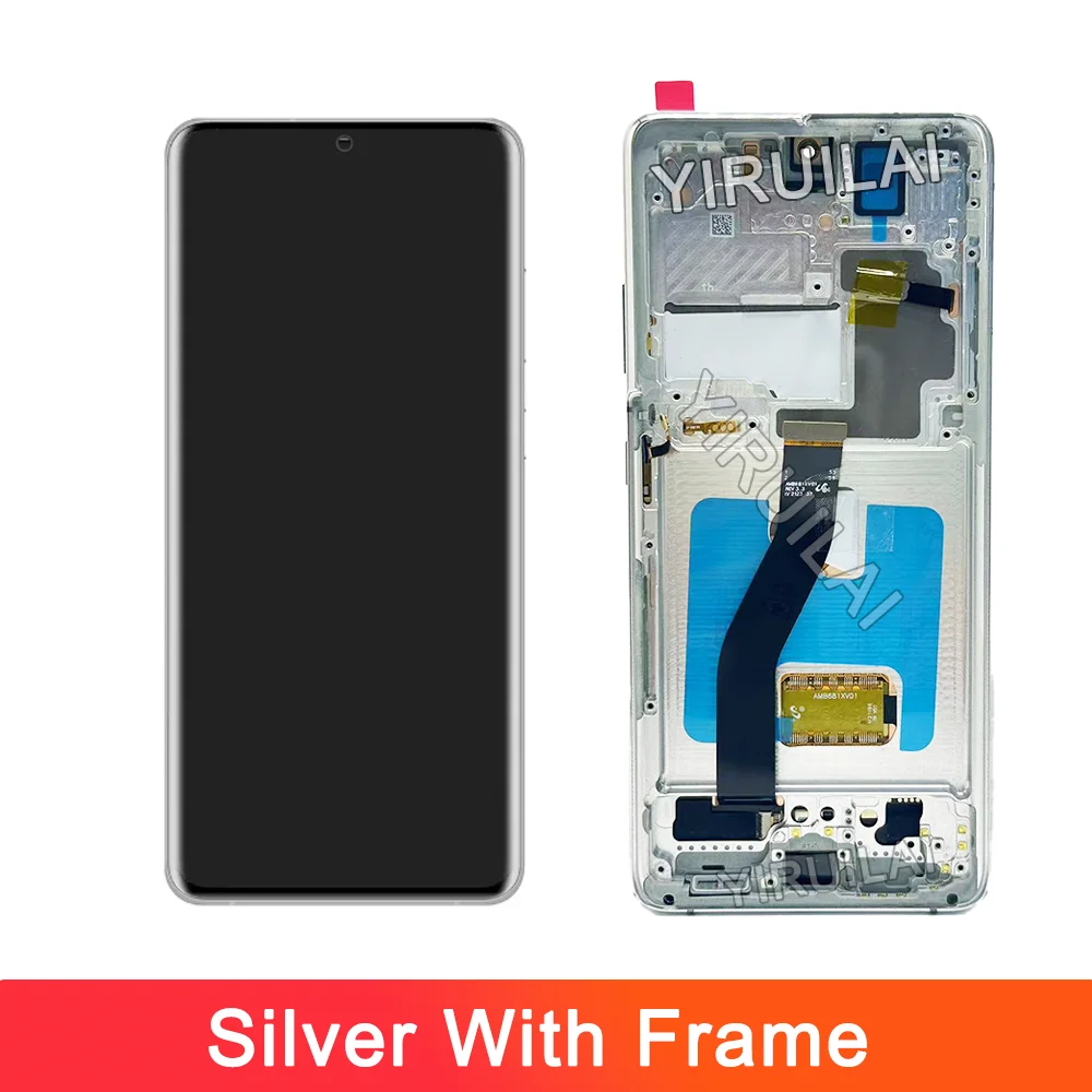 NONE AMOLED S21 Ultra-Bildschirm mit Rahmen für Samsung Galaxy S21 Ultra 5G G998B G998B/DS LCD-Display Touchscreen-Digitizer-Baugruppe 3