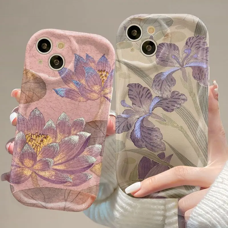 Purple Lotus Phone Case For Samsung Galaxy A54 A24 A33 A34 A73 5G A31 A32 A51 A52 A53 A71 A72 A30 A20 A50 A50S A30S soft 