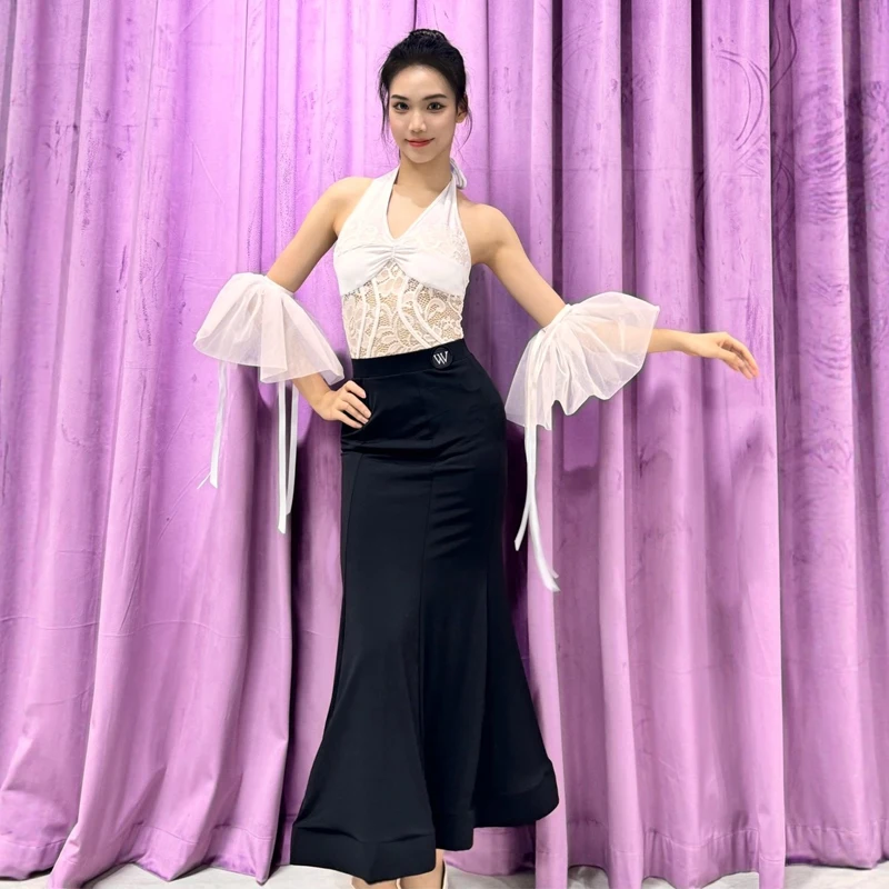 

Одежда для латинских танцев для сальсы и чачи для взрослых, костюм для соревнований по бальным танцам для вальса, женские костюмы для латинских танцев самбы SL13509