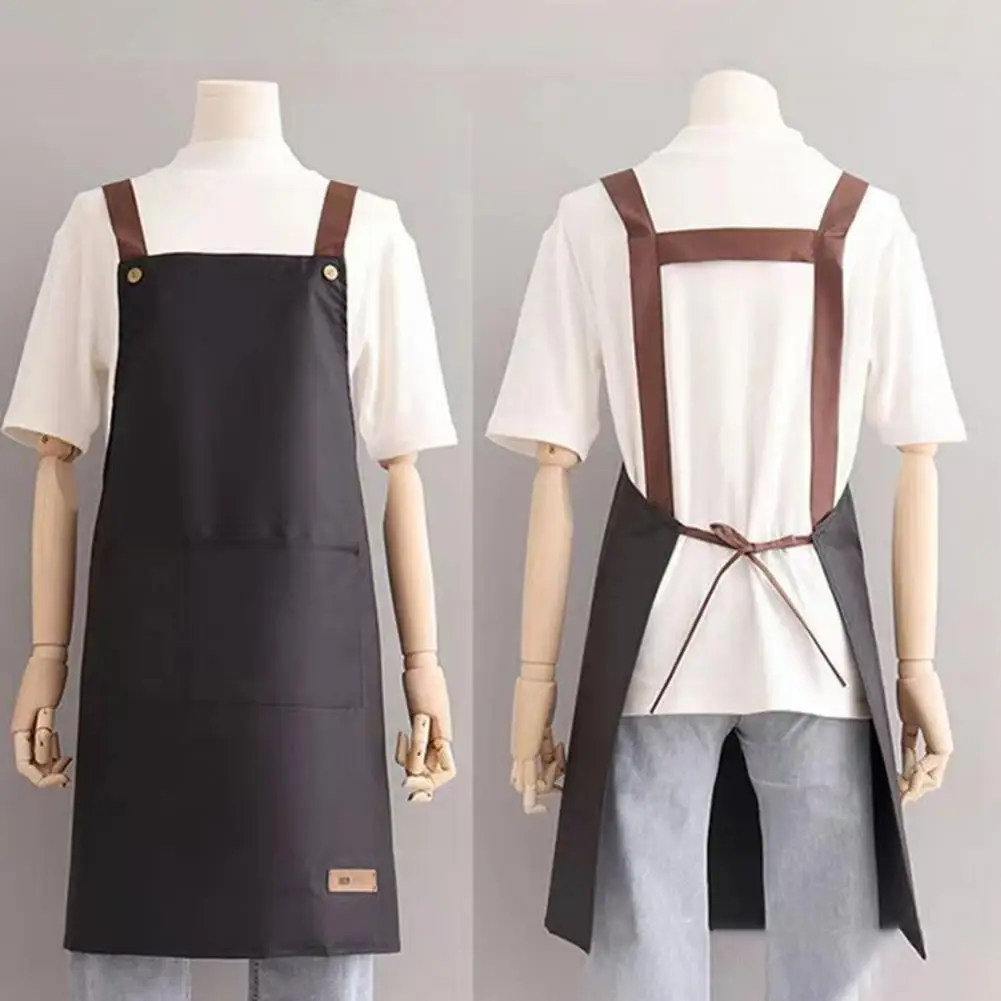 Cooking Apron Unisex Waterproof Oil-proof Kitchen Apron with Large Pockets Fashionable Workwear Kitchen Supplies Tool