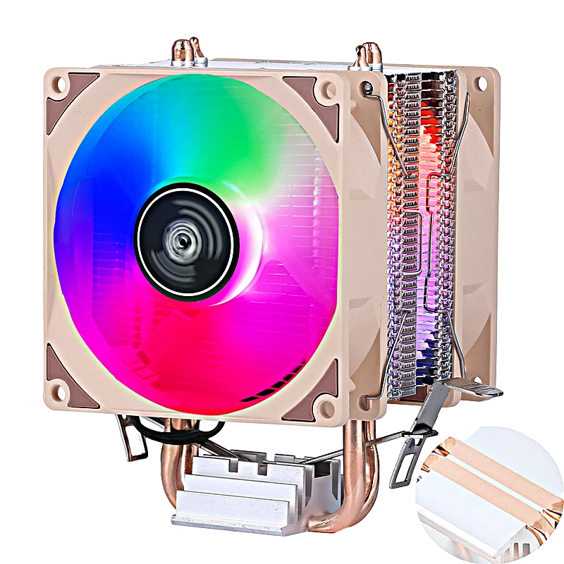 Efficient Cooler 2 Heat Pipe Computer Processor CPU Cooling Fan Suitable For Installing LGA775 115x 1200 1700 1356 1366 i5 AMD