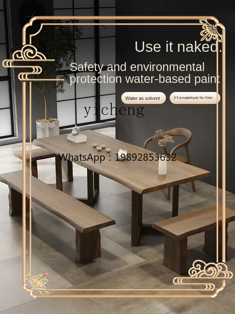BB  solid wood log tea table tea table and chair combination tea room kung fu big board office