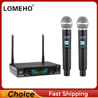 Professional 2*100 Channels UHF Wireless Microphone 40m Cardioid Dynamic Handheld Mic with Receiver for Performance Party LO-U70