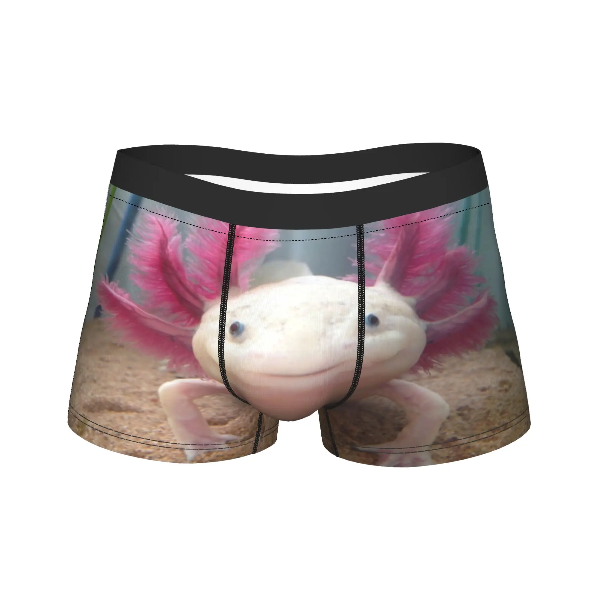 Men's Smiling Axolotl Underwear Kawaii Salamander Funny Boxer Briefs Shorts Panties Male Soft Underpants S-XXL