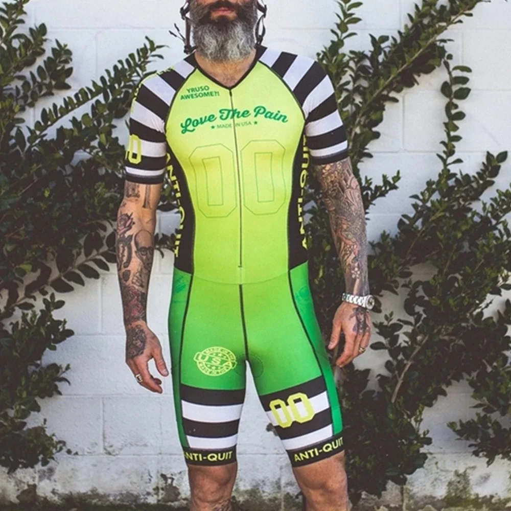 Love The Pain Men Cycling Clothing Summer Cycling Jersey Triathlon Jumpsuit Quick-drying  Running Swimming Short Sleeve Skinsuit