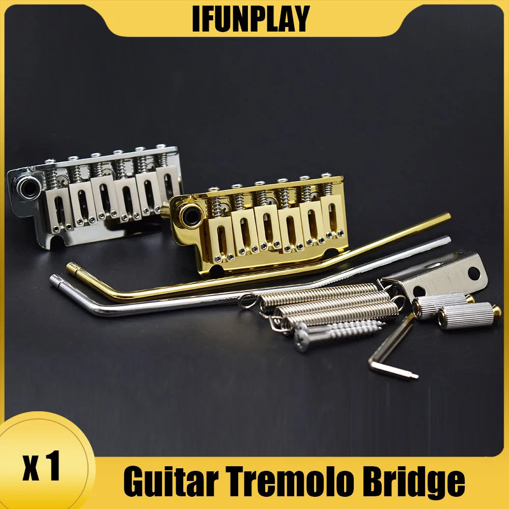 Guitar Tremolo Bridge 83.5x40 String Sapceing 54MM(5x10.8MM) Double System Bridge for FD ST Guitar Chrome Gold