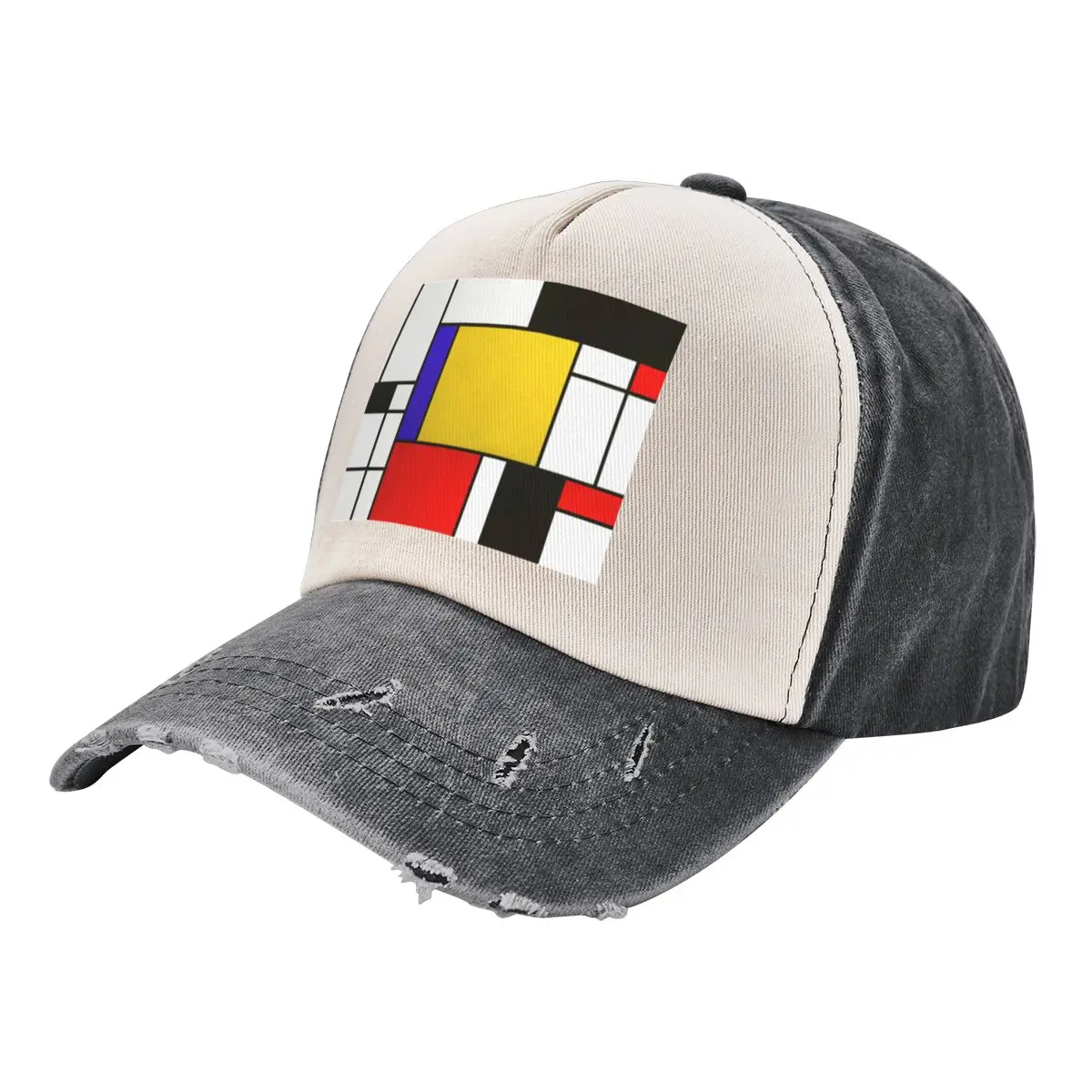 Mondrian Style Abstract Art Baseball Cap Big Size Hat Uv Protection Solar Hat Women's Beach Men's