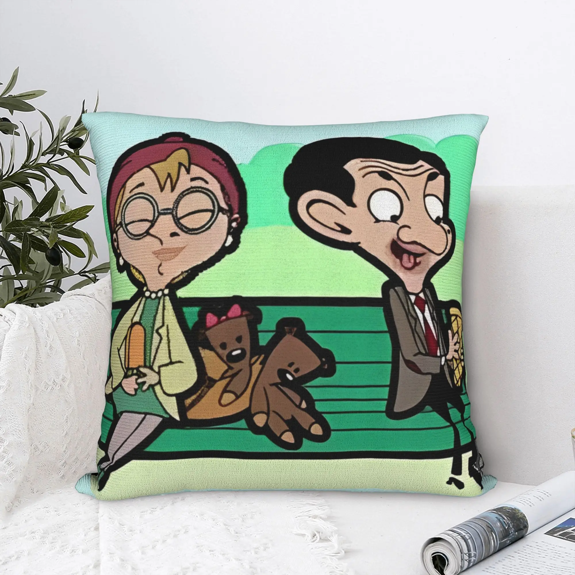 Fundas de almohada cuadradas Mr Beans and Irma Gobb, fundas de cojines, funda de almohada decorativa con cremallera a la moda para asiento 40*40cm