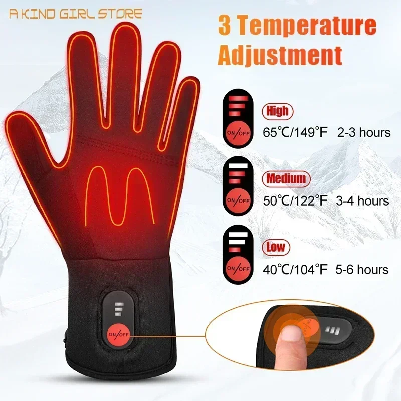 Heated Gloves Electric Heated Ski Winter Warm Support Touch Screen Glove Men Women SnowboardingThermal Skiing Liner for Outdoor