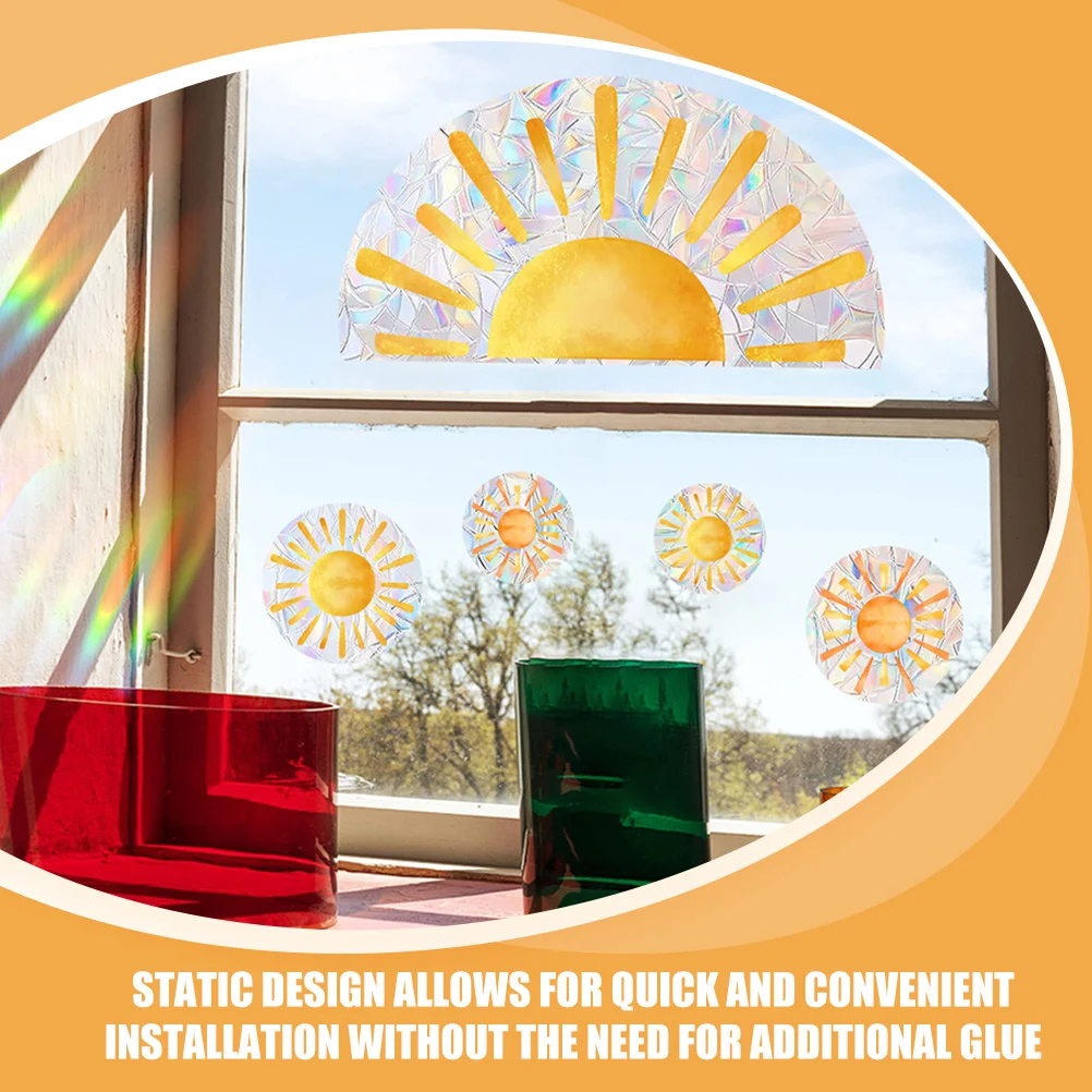 

Colorful Sunshine Wall Sticker Static Window Cling For Home Decor Indoor Glass Decoration Removable Pvc Decal No Residue