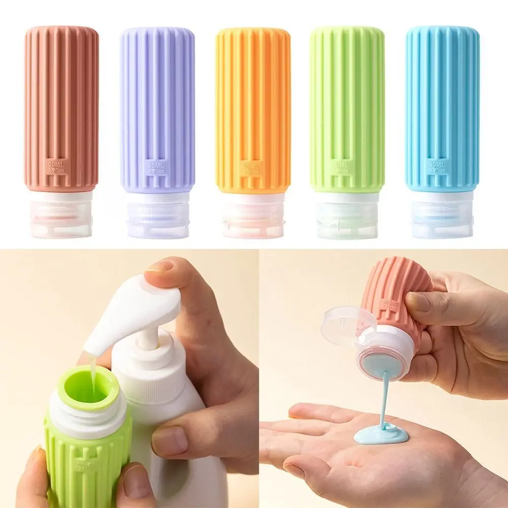 60/90ML Silicone Refillable Bottles Portable Squeeze Empty Shower Gel Lotion Bottle Large Capacity Shampoo Sub-Bottling Travel