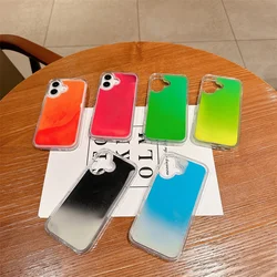 Floating Luminous Quicksand Phone Case for IPhone 14 15 16 Pro Max 17 Cover Dark Glow Gloss Liquid Glitter Shell Hard Coque Girl